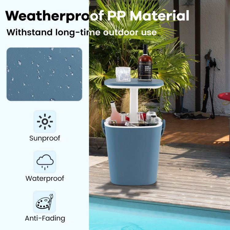 3-in-1 Portable Cooler Bar Table with Bottle Opener and Lift Top Lid for Camping Poolside New Era Fashion LLc