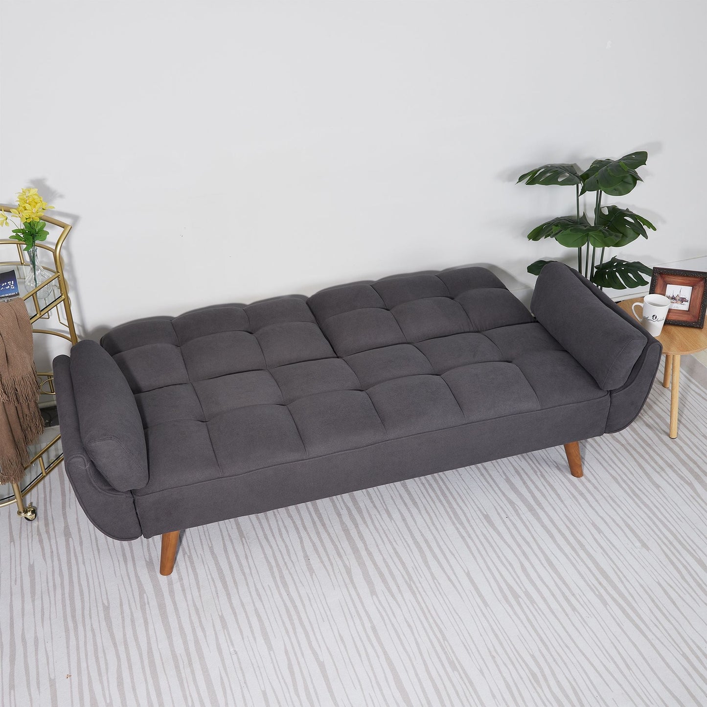 75" Flared Arm Convertible Sleeper Sofa-Dark Gray New Era Fashion LLc