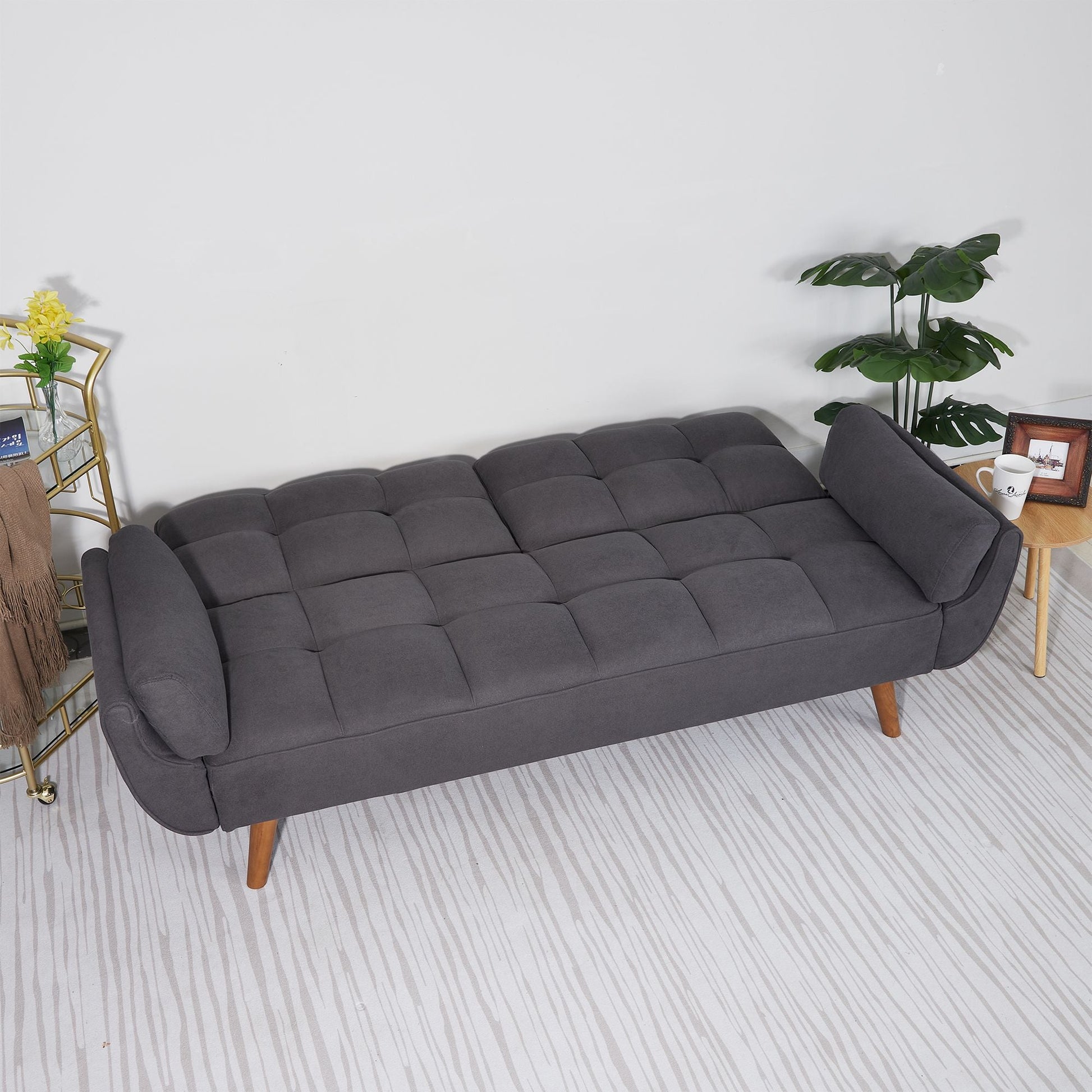 75" Flared Arm Convertible Sleeper Sofa-Dark Gray New Era Fashion LLc