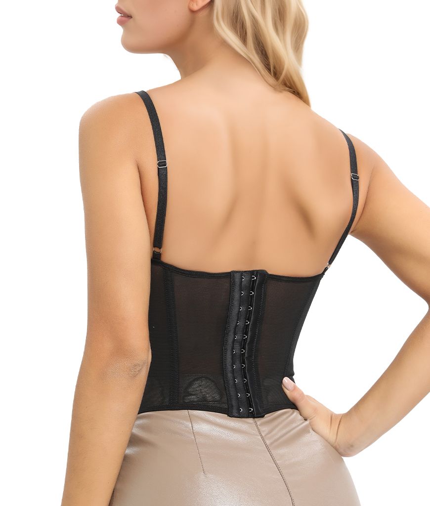 Lace Bustier Corset Tops for Women Going Out Mesh Overbust Adjustable Strap Waist Cincher Crop Bustier Party Rave Date Night Outfit Tank Top New Era Fashion LLc