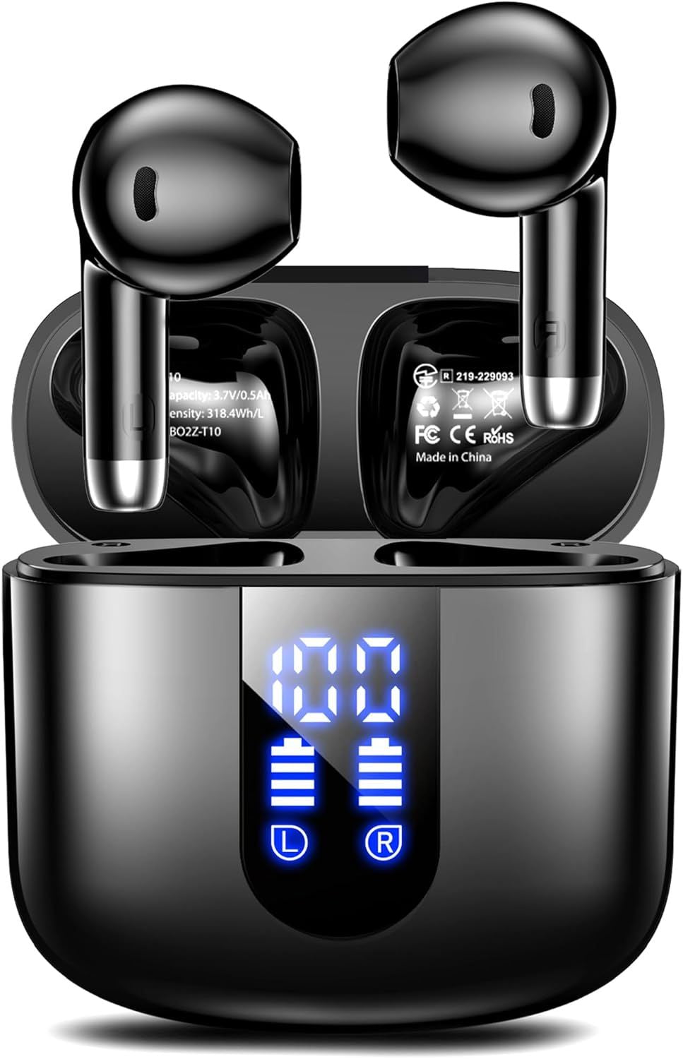 Wireless Earbuds, Bluetooth Headphones with Deep Bass Stereo, 48H Playback Ear Buds with LED Power Display, Lightweight, IPX7, in-Ear Earphones with Mic for iPhone/Android/iPad, Black New Era Fashion LLc