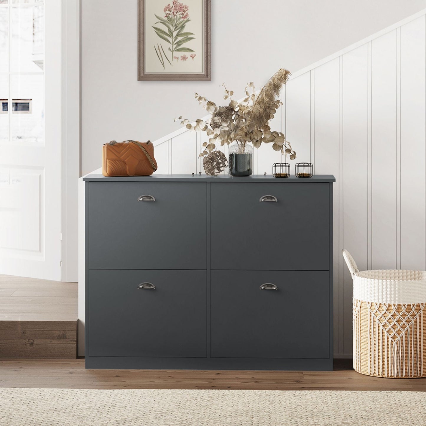 Shoe Cabinet,Hidden Slim Narrow Shoe Rack Cabinet with 4 Drawers for Entryway, Foyer,Hallway,Bedroom New Era Fashion LLc