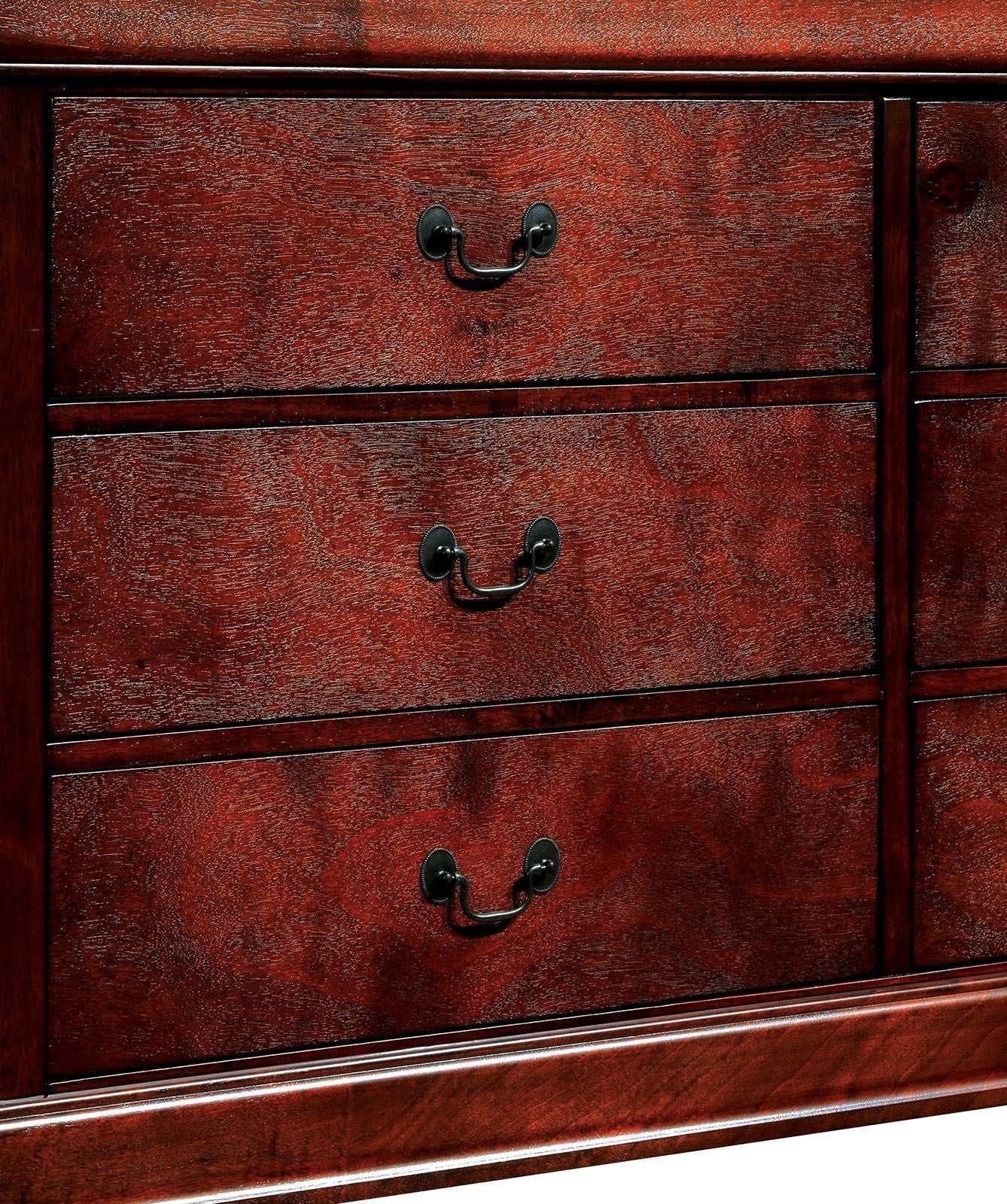 1pc Nightstand Cherry Finish Louis Philippe Solid wood English Dovetail Construction Antique Nickle Hanging Pulls New Era Fashion LLc