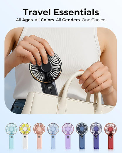 Portable Handheld Fan, Portable Fan Rechargeable, 4000mAh, 180° Adjustable, 6 Speed Wind, Display Electricity in Real Time, USB Rechargeable Foldable F an, Quiet Personal Fan as Power Bank New Era Fashion LLc