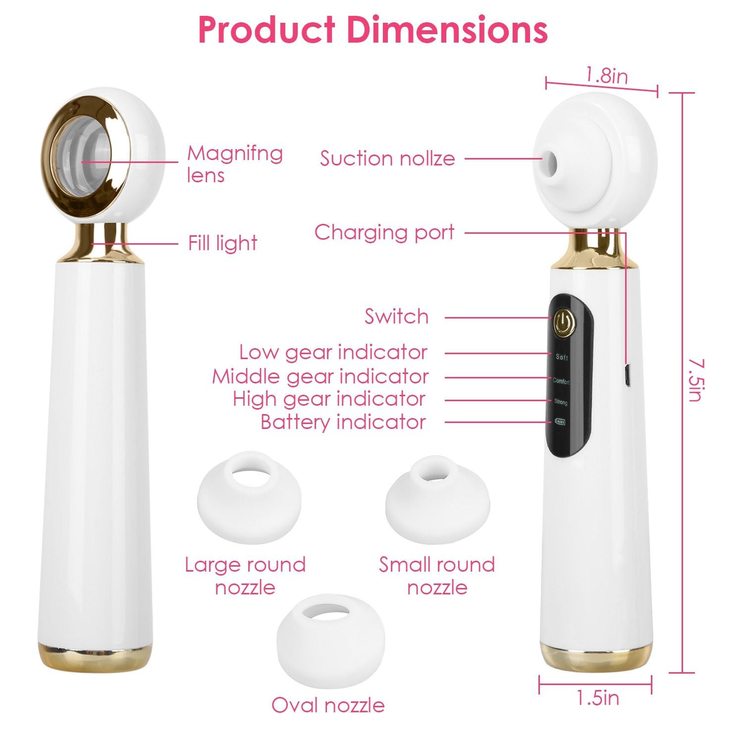 Blackhead Vacuum Remover Electric Acne Blackhead Comedone Extractor Remover Tool Facial Pore Cleaner Pimple Suction Tool New Era Fashion LLc
