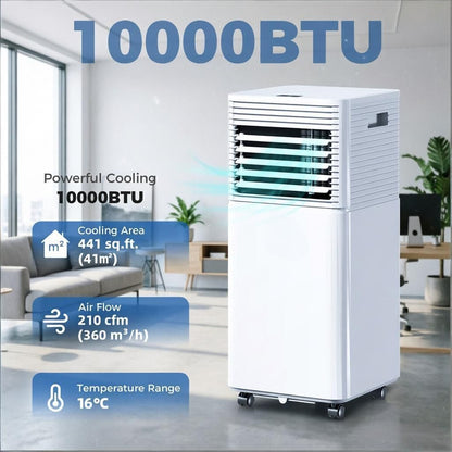 White 10000 BTU Mobile Air Conditioner with Remote Control 24H Timer LED Display for Cooling And Dehumidifying New Era Fashion LLc