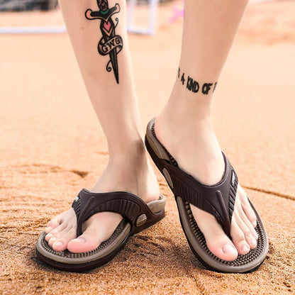 Men's flip-flops; breathable beach shoes; massage soles; men's sandals New Era Fashion LLc