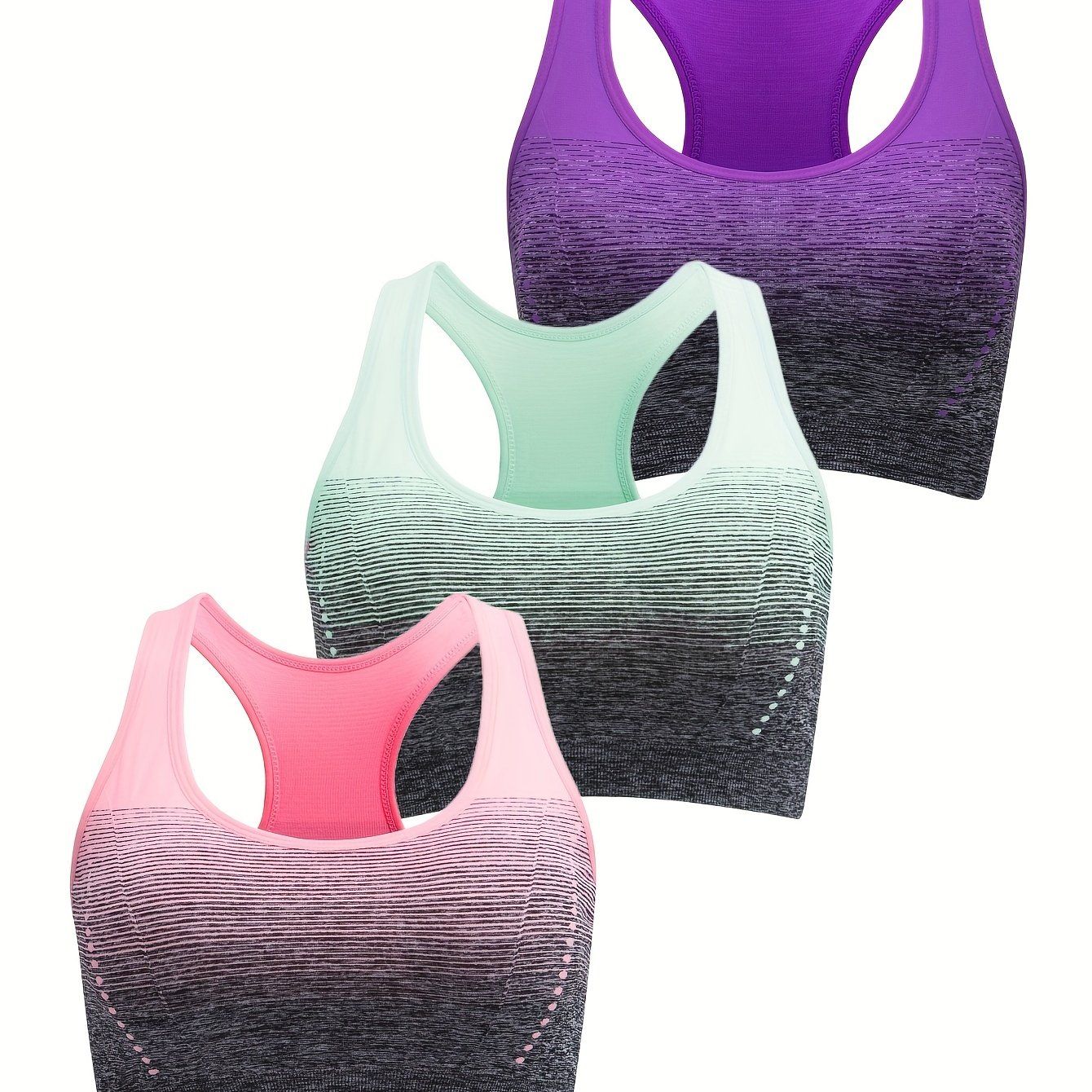 1pc/2pcs/3pcsMedium Support Two Tone Racer Back Sports Bra, Fitness Workout Running Yoga Bra New Era Fashion LLc
