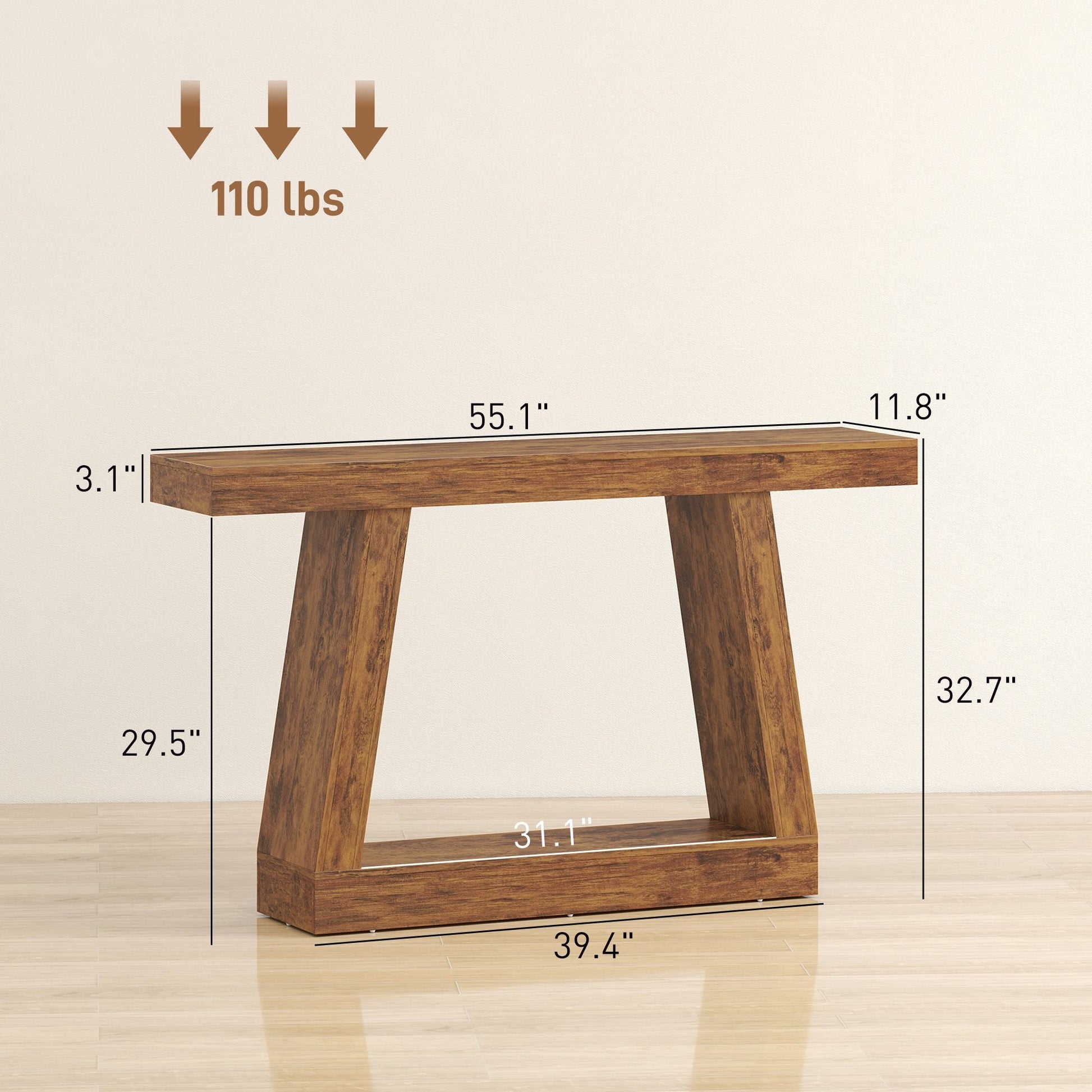 55" Farmhouse Console Table, 2-Tier Entryway Table with Storage for Hallway, Living Room, Behind Couch, Rustic Brown New Era Fashion LLc