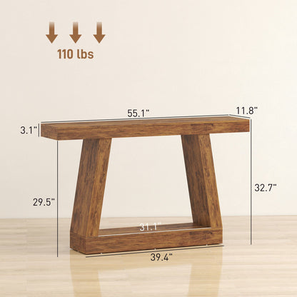 55" Farmhouse Console Table, 2-Tier Entryway Table with Storage for Hallway, Living Room, Behind Couch, Rustic Brown New Era Fashion LLc