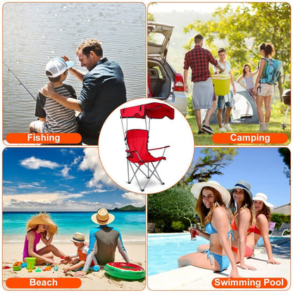 Foldable Beach Canopy Chair Sun Protection Camping Lawn Canopy Chair 330LBS Load Folding Seat New Era Fashion LLc