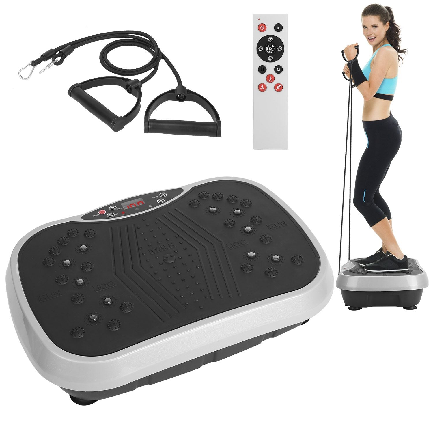 Vibration Exercise Machine With Resistant Bands Remote Control Whole Body Vibration Platform Workout Equipment Home Fitness Training Equipment For Weight Loss Fat Burner New Era Fashion LLc