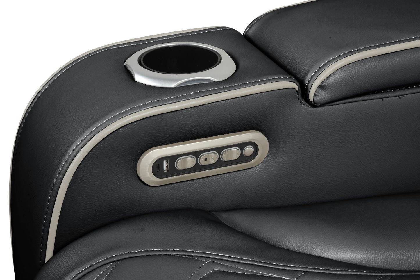 Fortuner Modern Style Upholstery Recliner Loveseat Made with Wood & Massage Function Included-Black New Era Fashion LLc