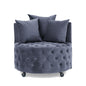 Velvet Upholstered Swivel Chair for Living Room, with Button Tufted Design and Movable Wheels, Including 3 Pillows New Era Fashion LLc