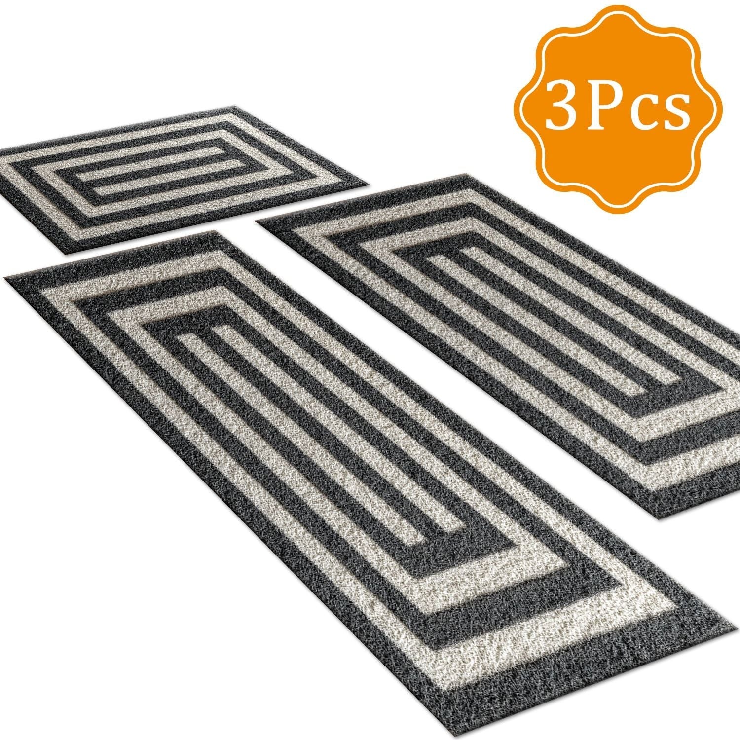 Three-piece kitchen rug set, non-slip and washable, abstract pattern kitchen hallway rug, soft and comfortable, suitable for sinks, floors, entrances, hallways and bathrooms. New Era Fashion LLc