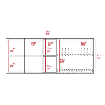 DEPOT E-SHOP Olimpo 150 Wall Double Door Cabinet,Two External Shelves, Two Interior Shelves, Black New Era Fashion LLc