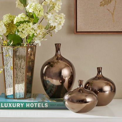 Mirrored Ceramic Decorative Vases 3-piece set New Era Fashion LLc