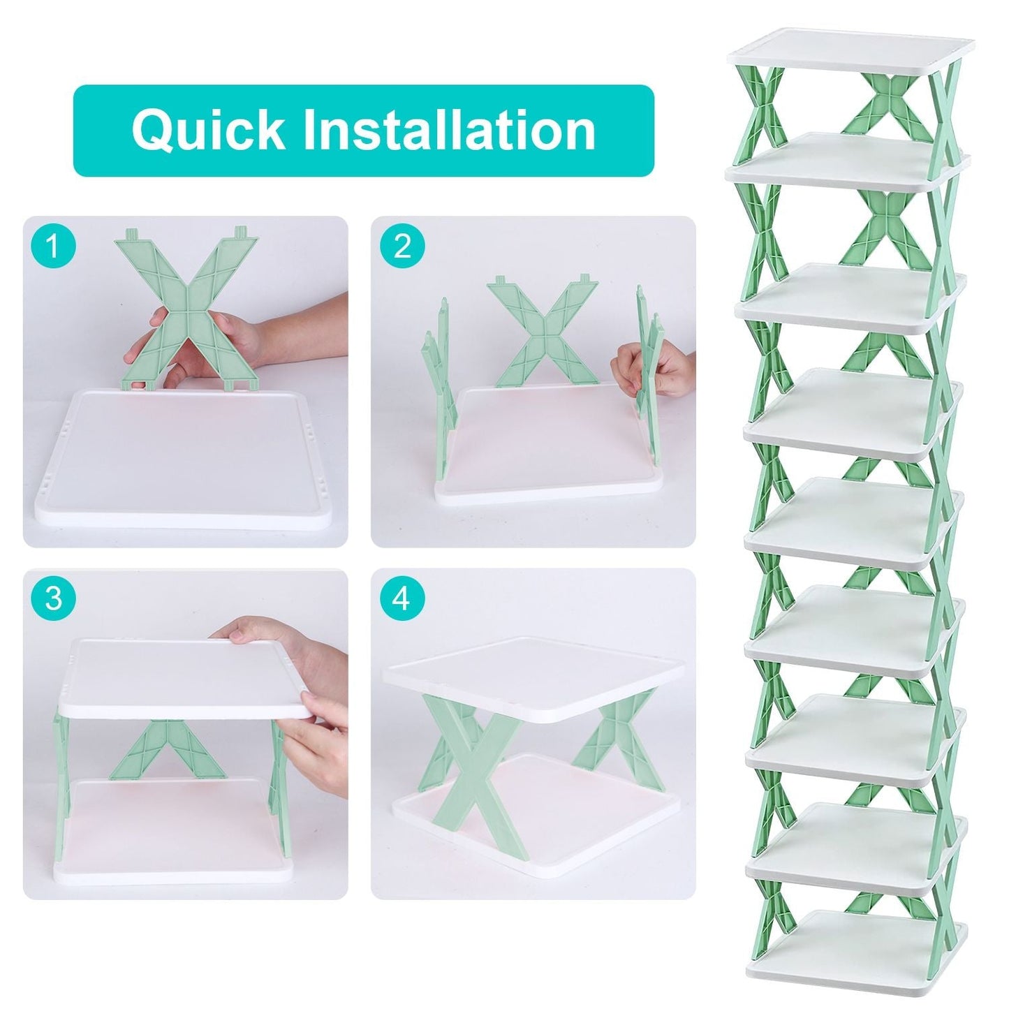 9Tier Narrow Entryway Shoe Rack Plastic Vertical Shoe Organizer Space Saving Free Standing Shoes Storage Shelf Closet Hallway New Era Fashion LLc