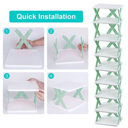 9Tier Narrow Entryway Shoe Rack Plastic Vertical Shoe Organizer Space Saving Free Standing Shoes Storage Shelf Closet Hallway New Era Fashion LLc