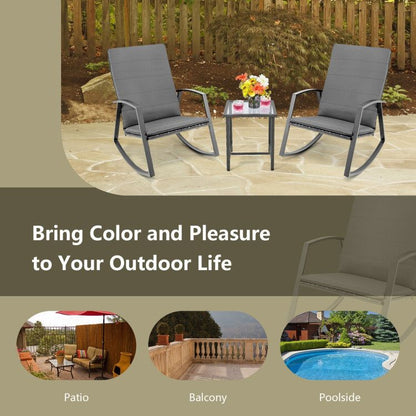 3 Pieces Patio Rattan Rocking Furniture Set New Era Fashion LLc