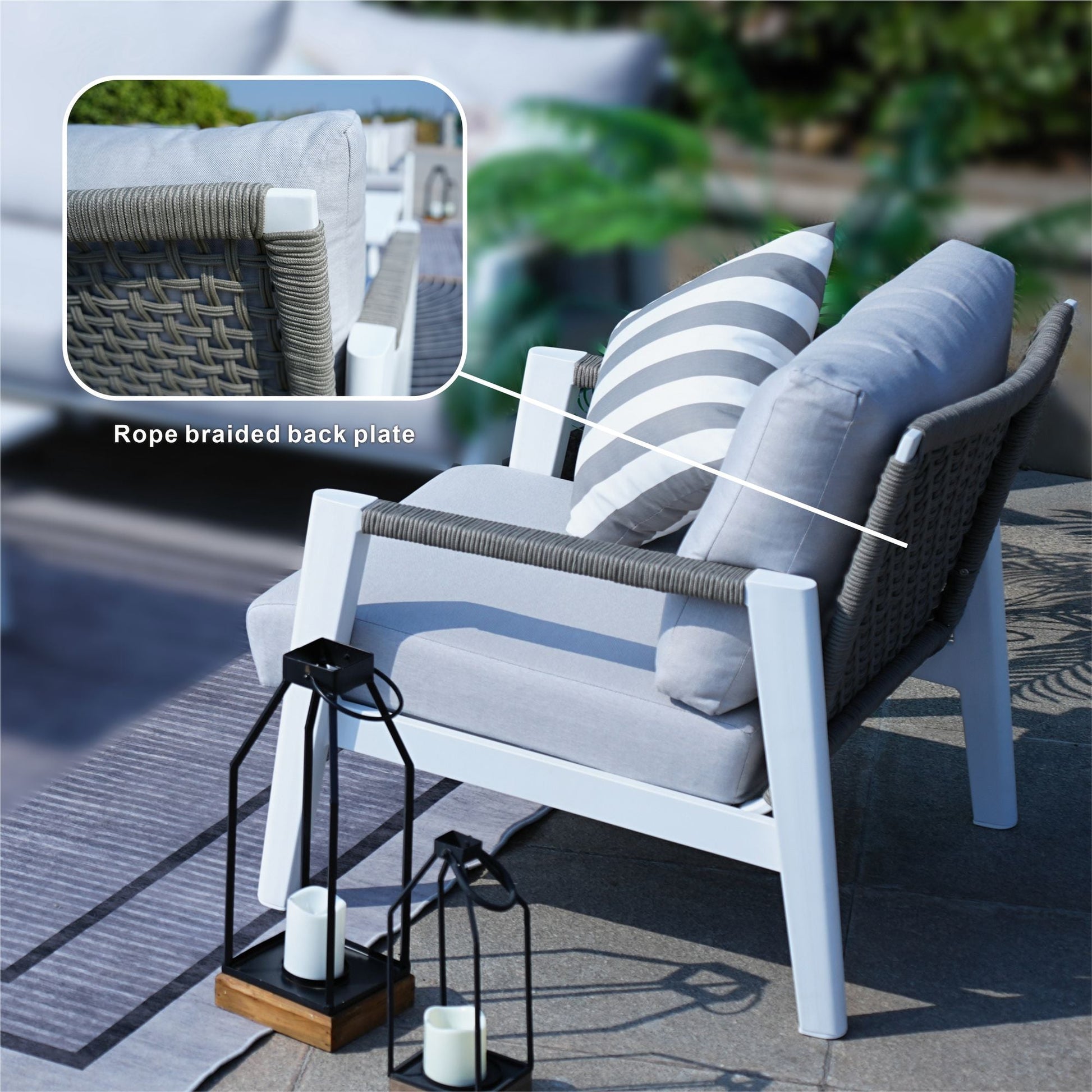 7-Piece Patio Aluminum Sofa Set with Rectangular Firepit Table & Side Table New Era Fashion LLc