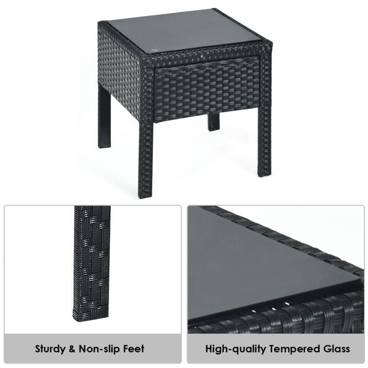 3 Pieces Outdoor Rattan Patio Conversation Set with Seat Cushions New Era Fashion LLc