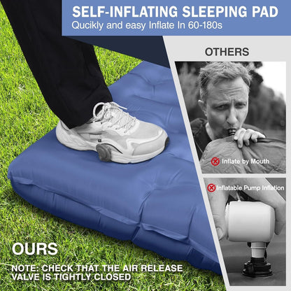 Camping Sleeping Pad, Ultralight Camping Mat with Pillow Built-in Foot Pump, 4" Thick Inflatable Sleeping Mat Compact for Backpacking, Hiking, Car Traveling, Camp Tent New Era Fashion LLc