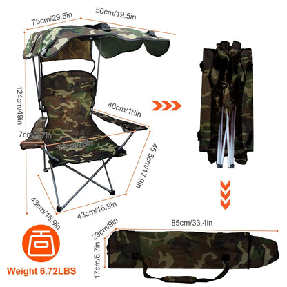 Foldable Beach Canopy Chair Sun Protection Camping Lawn Canopy Chair 330LBS Load Folding Seat New Era Fashion LLc