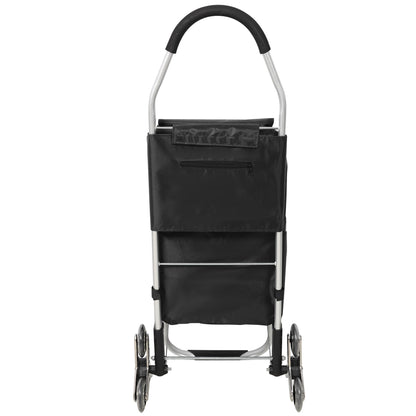 2 in 1 Shopping Stair Trolley with Wheels,Trolley Black Foldable Shopping Cart,Removable Shopping Oxford Waterproof Bag,Stainless Steel Triangular Wheels, Black New Era Fashion LLc