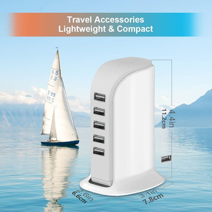 1pc USB Charger; Multi-Device Charging Station; Fast Charging Block; USB Charging Hub With Multi-Ports For IPhone; IPad; Kindle; Travel Accessories New Era Fashion LLc