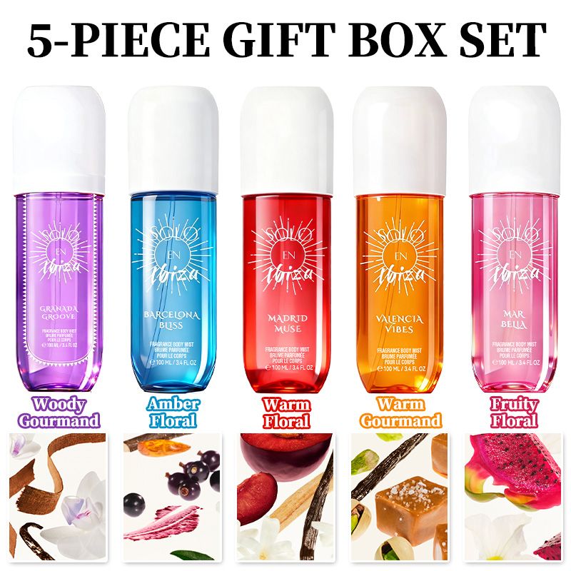 5-Piece Women's Hair & Body Perfume Spray Gift Set (5x3.4 Oz) - 5 Long-Lasting Sweet & Fresh Scents, Perfect Holiday & Date Gift New Era Fashion LLc
