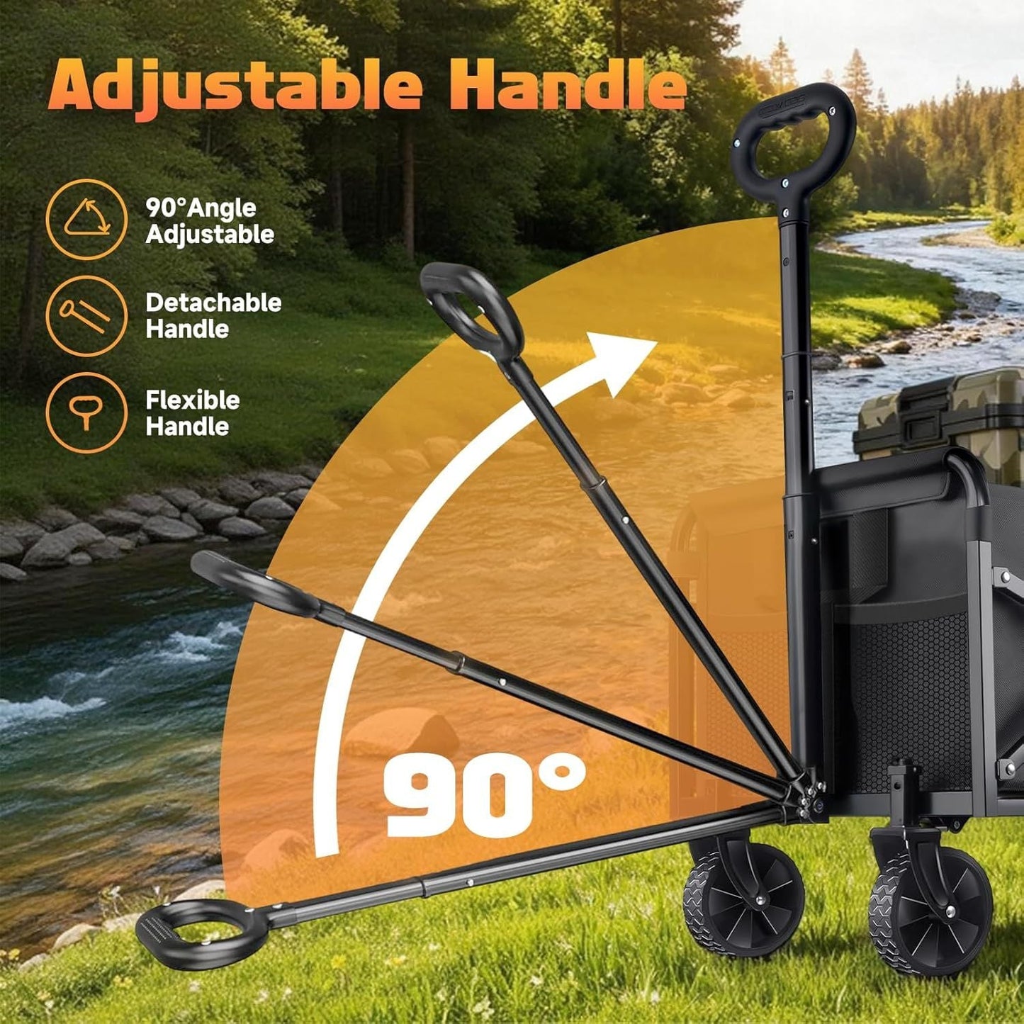 Collapsible Foldable Wagon Cart with Wheels - 220LBS Heavy Duty Folding Wagon Carts, Portable Lightweight Utility Wagon with All-Terrain Wheels & 2 Cup Holders, Grocery/Beach/Sports/Shopping/Black New Era Fashion LLc