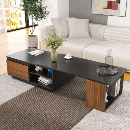 Versatile Extendable Wood Coffee Table with Adjustable Length & Dual Storage Drawers for Modern Living Rooms New Era Fashion LLc
