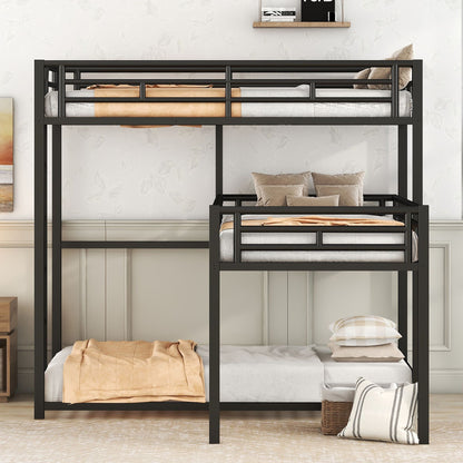 L-shaped Metal Triple Twin Size Bunk Bed New Era Fashion LLc