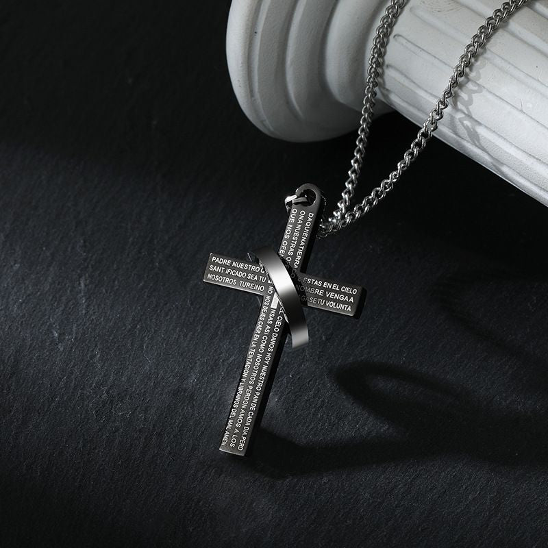Light Wind Titanium Steel Cross Necklace Sweater Chain Cold New Era Fashion LLc