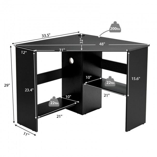 Corner Computer Desk Triangle Writing Workstation with Storage Shelf New Era Fashion LLc