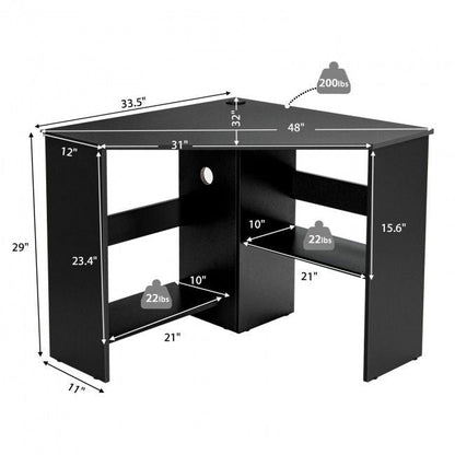 Corner Computer Desk Triangle Writing Workstation with Storage Shelf New Era Fashion LLc