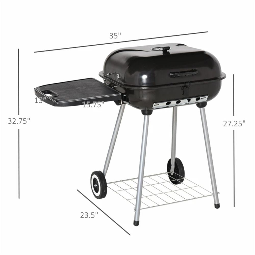 Charcoal barbecue grill, backyard picnic cookware, black New Era Fashion LLc