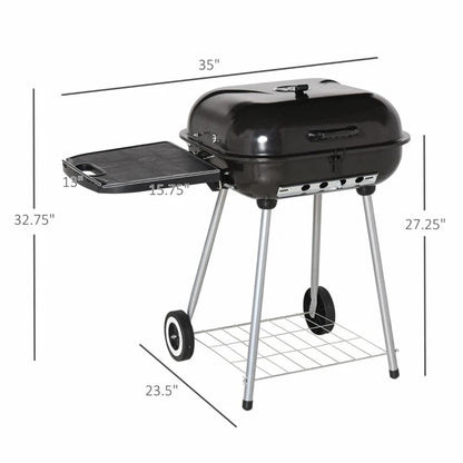 Charcoal barbecue grill, backyard picnic cookware, black New Era Fashion LLc