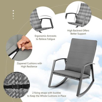 3 Pieces Patio Rattan Rocking Furniture Set New Era Fashion LLc