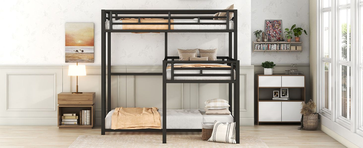 L-shaped Metal Triple Twin Size Bunk Bed New Era Fashion LLc