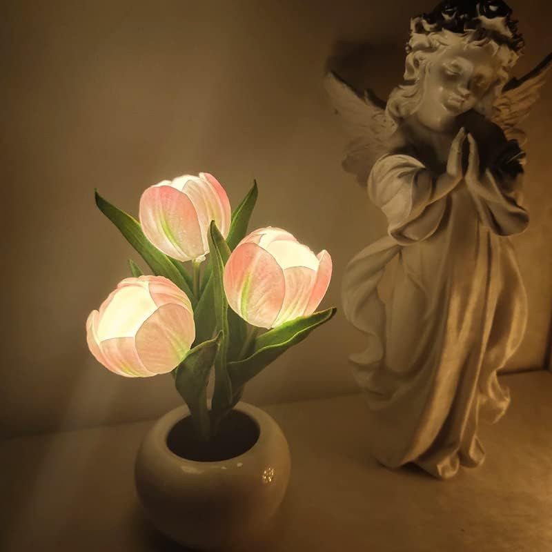 Tulip Lamp - LED Replica Tulip Table Lamp with Flower Vase for Desktop Decoration. Suitable for home, living room, desktop decoration, holiday gifts, atmosphere decoration lamps. Powered by USB New Era Fashion LLc