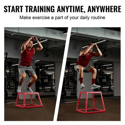 Plyometric Jump Box, 12 Inch Plyo Box, Steel Plyometric Platform and Jumping Agility Box, Anti-Slip Fitness Exercise Step Up Box for Home Gym Training, Conditioning Strength Training, Red New Era Fashion LLc