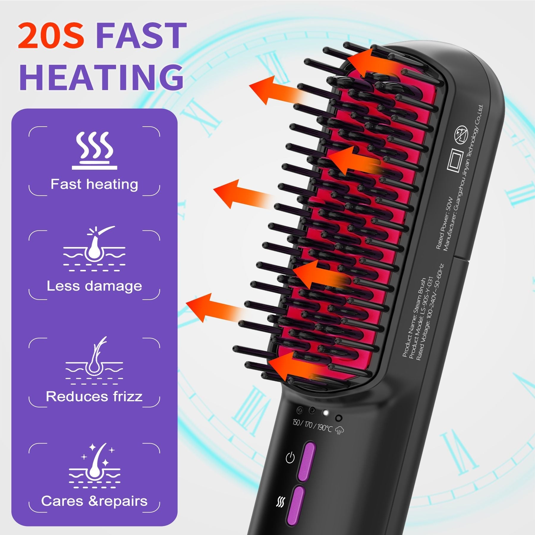 Hair Straightener Brush, Ionic Plus Steam Straightening Brush for Smooth, Anti-frizz Hair, Anti-Scald Ceramic Straightening Comb, Heated Straightener Brush Flat Iron Fast Heating for Home Salon New Era Fashion LLc