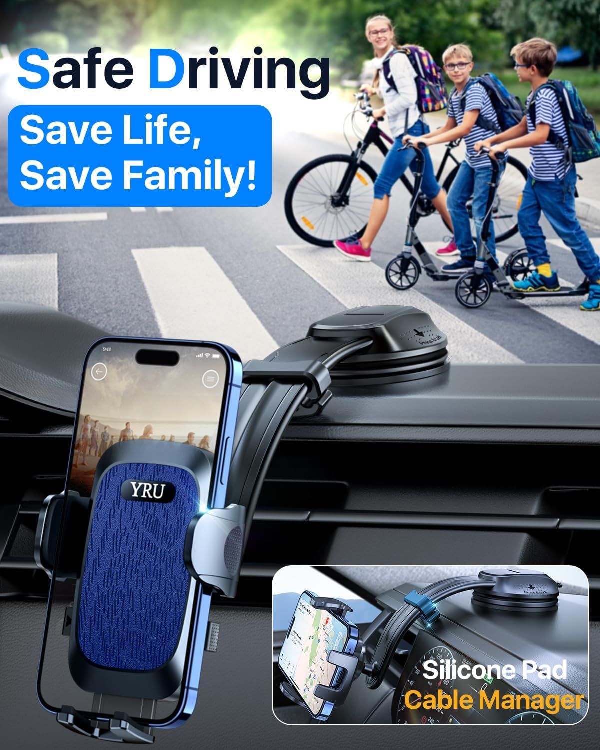 2026 Ultimate Car Phone Holder Mount Bendable & Adjustable Aluminum Arm Cell Phone Holder for Car Dashboard Windshield Phone Stand for iPhone 17 16 15 14 Pro Max Samsung Pickup Truck New Era Fashion LLc
