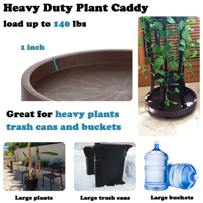 8 Pack Plant Caddy with Wheels Heavy Duty 12.2 Inch Plant Dolly with Locking Casters Rolling Plant Stand for Indoor Outdoor, Brown New Era Fashion LLc