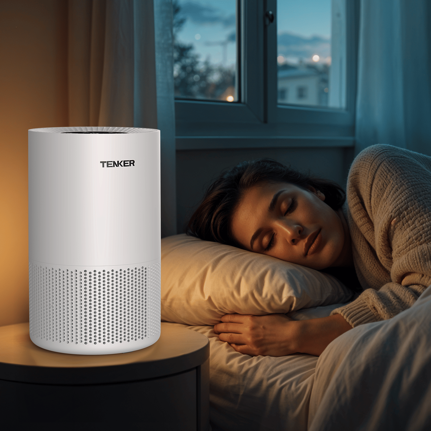 TENKER AP-6980 Air Purifier White US 1300ft² Large Rooms H13 Heap 3-Stage Filtration 3 Speeds 3 Timer w/Light Air Cleaner Machine New Era Fashion LLc