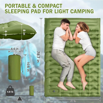 Camping Sleeping Pad, Ultralight Camping Mat with Pillow Built-in Foot Pump, 4" Thick Inflatable Sleeping Mat Compact for Backpacking, Hiking, Car Traveling, Camp Tent New Era Fashion LLc