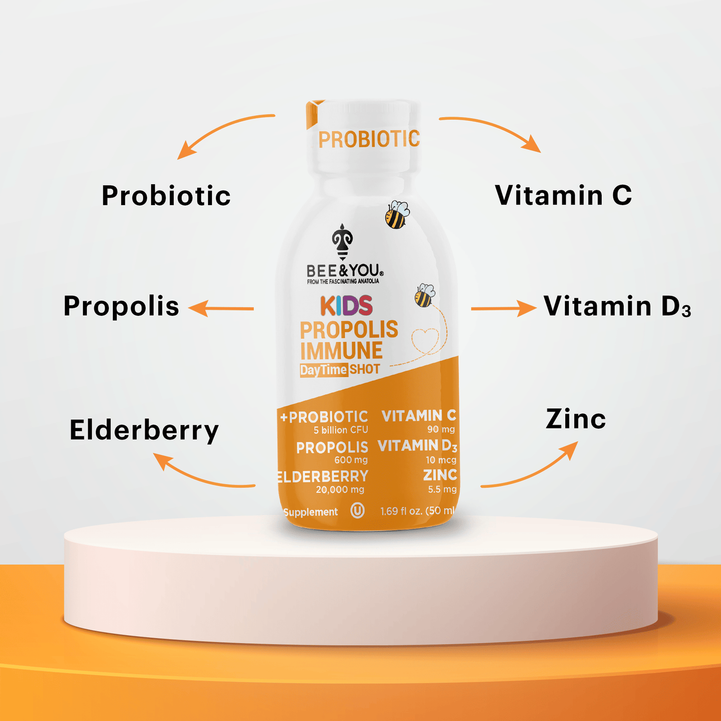 Kids Propolis Immune DayTime Shot - Probiotic, 50 ml x 12 New Era Fashion LLc