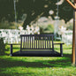 Front Porch Swing with Armrests;  Wood Bench Swing with Hanging Chains; for Outdoor Patio ; Garden Yard;  porch;  backyard;  or sunroom; Easy to Assemble; black New Era Fashion LLc